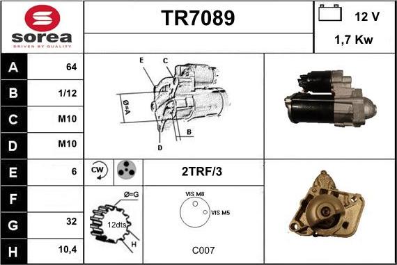 Sera TR7089 - Motorino d'avviamento autozon.pro