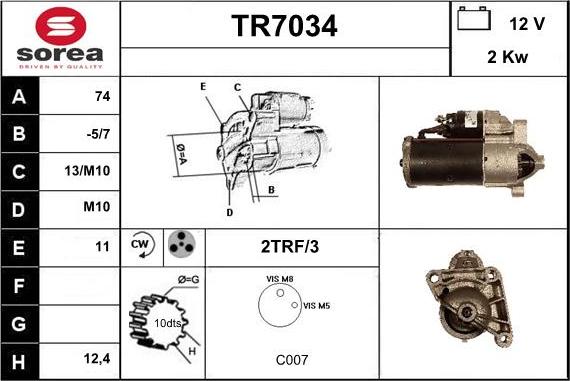 Sera TR7034 - Motorino d'avviamento autozon.pro