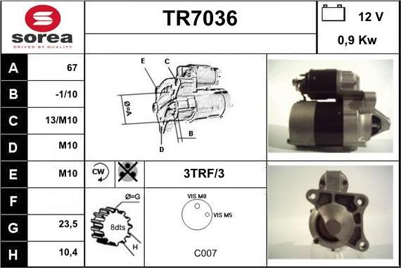 Sera TR7036 - Motorino d'avviamento autozon.pro