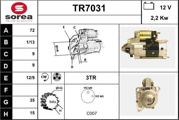 Sera TR7031 - Motorino d'avviamento autozon.pro