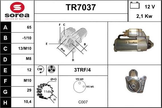 Sera TR7037 - Motorino d'avviamento autozon.pro