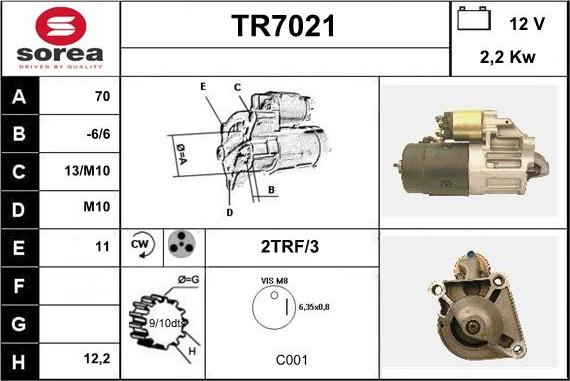 Sera TR7021 - Motorino d'avviamento autozon.pro