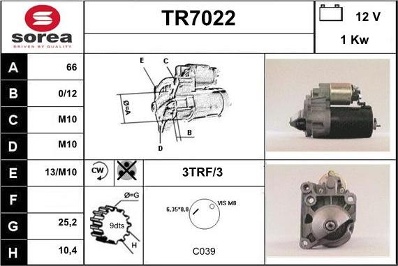 Sera TR7022 - Motorino d'avviamento autozon.pro