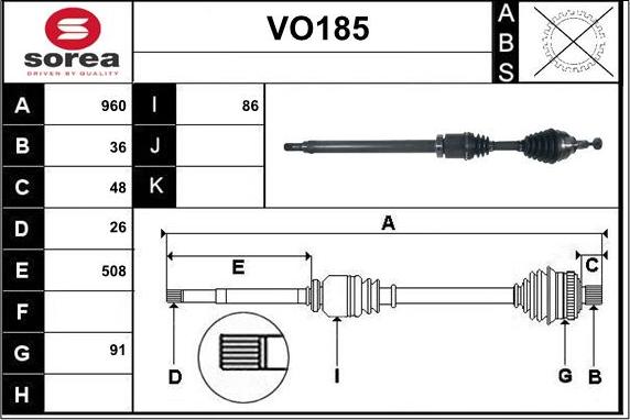 Sera VO185 - Albero motore / Semiasse autozon.pro