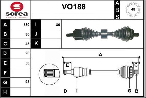 Sera VO188 - Albero motore / Semiasse autozon.pro