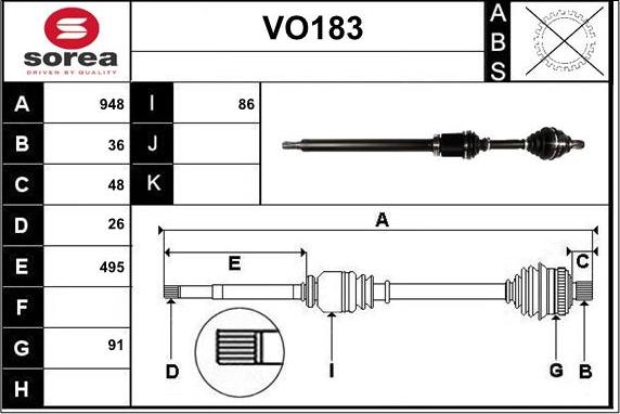 Sera VO183 - Albero motore / Semiasse autozon.pro