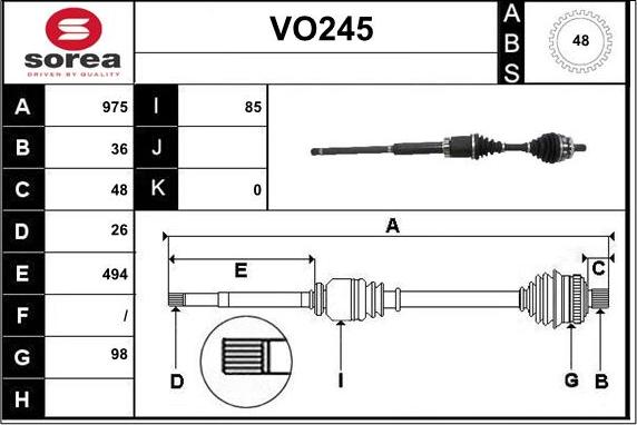 Sera VO245 - Albero motore / Semiasse autozon.pro