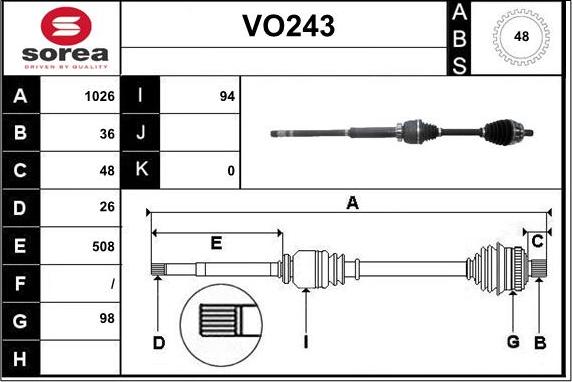 Sera VO243 - Albero motore / Semiasse autozon.pro