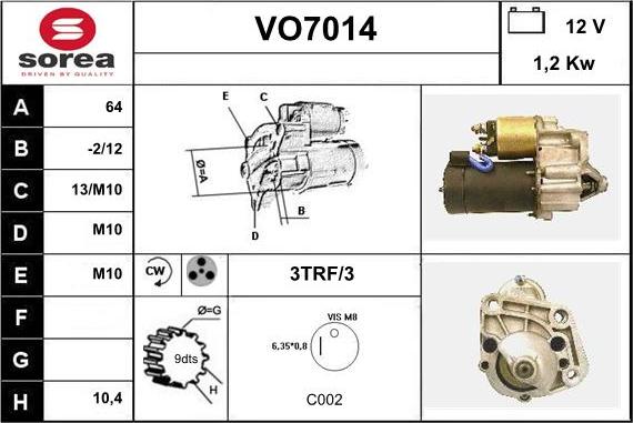 Sera VO7014 - Motorino d'avviamento autozon.pro