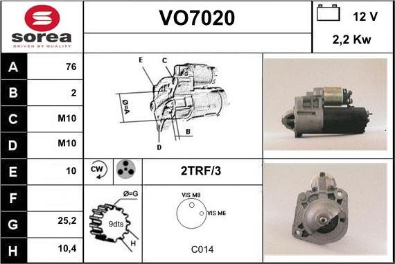 Sera VO7020 - Motorino d'avviamento autozon.pro