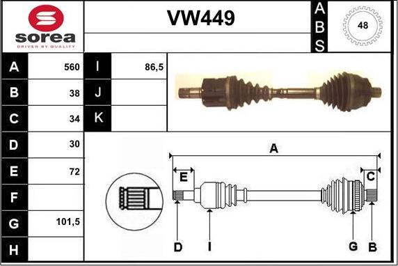 Sera VW449 - Albero motore / Semiasse autozon.pro