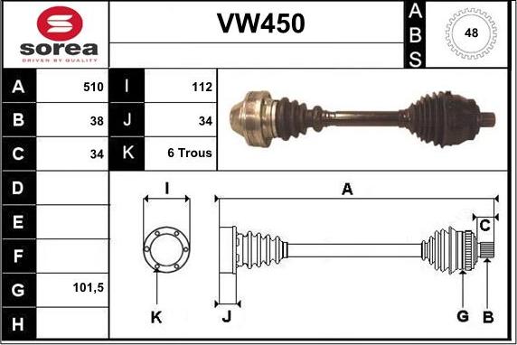 Sera VW450 - Albero motore / Semiasse autozon.pro