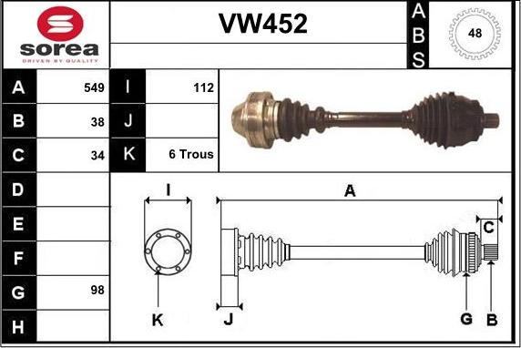 Sera VW452 - Albero motore / Semiasse autozon.pro