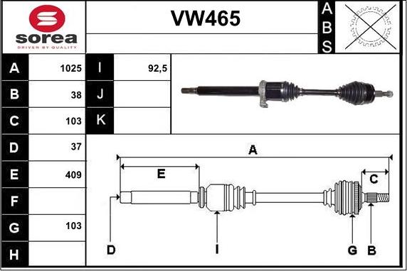 Sera VW465 - Albero motore / Semiasse autozon.pro