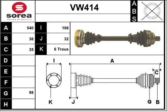 Sera VW414 - Albero motore / Semiasse autozon.pro