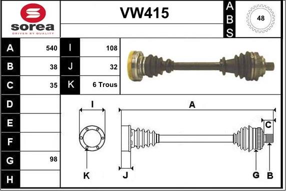 Sera VW415 - Albero motore / Semiasse autozon.pro