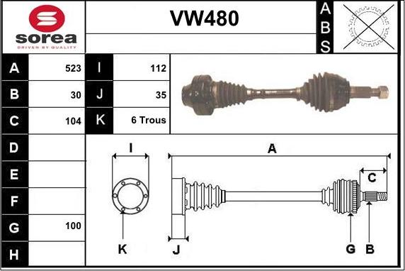 Sera VW480 - Albero motore / Semiasse autozon.pro