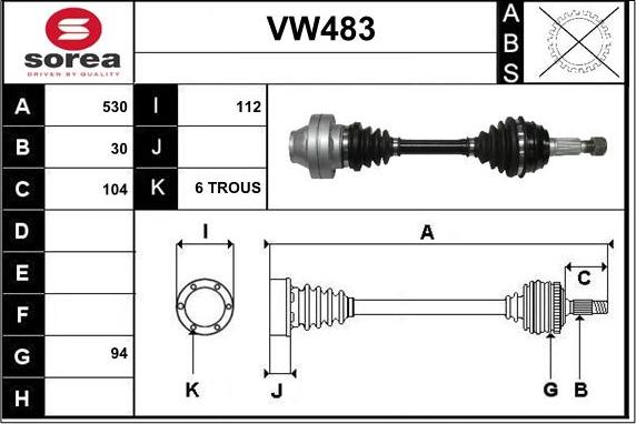 Sera VW483 - Albero motore / Semiasse autozon.pro