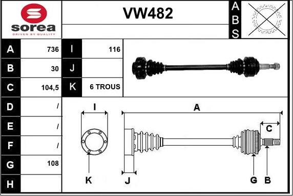 Sera VW482 - Albero motore / Semiasse autozon.pro