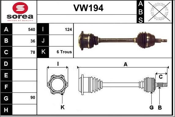 Sera VW194 - Albero motore / Semiasse autozon.pro