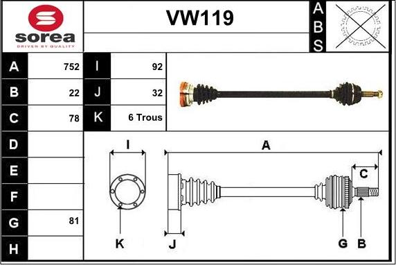 Sera VW119 - Albero motore / Semiasse autozon.pro