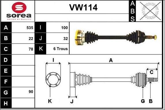 Sera VW114 - Albero motore / Semiasse autozon.pro