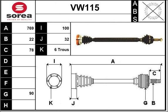 Sera VW115 - Albero motore / Semiasse autozon.pro