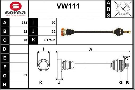 Sera VW111 - Albero motore / Semiasse autozon.pro