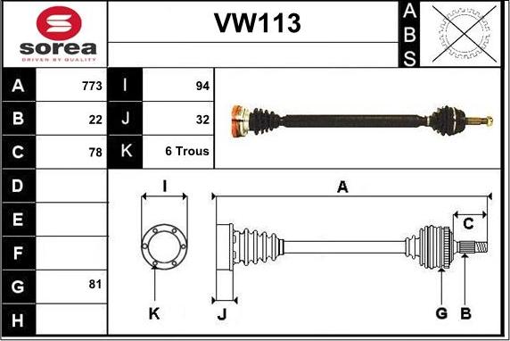 Sera VW113 - Albero motore / Semiasse autozon.pro