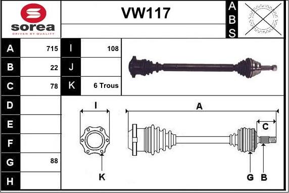 Sera VW117 - Albero motore / Semiasse autozon.pro