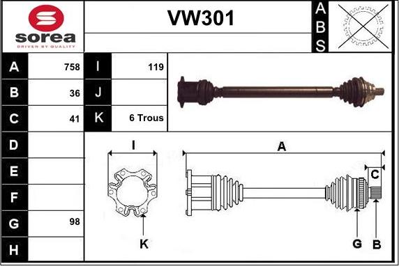 Sera VW301 - Albero motore / Semiasse autozon.pro