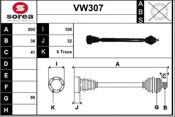 Sera VW307 - Albero motore / Semiasse autozon.pro