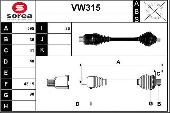 Sera VW315 - Albero motore / Semiasse autozon.pro