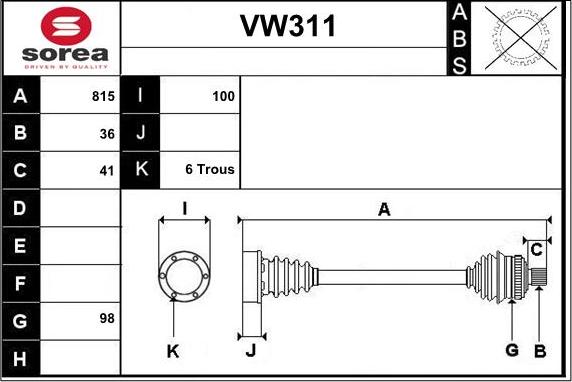 Sera VW311 - Albero motore / Semiasse autozon.pro