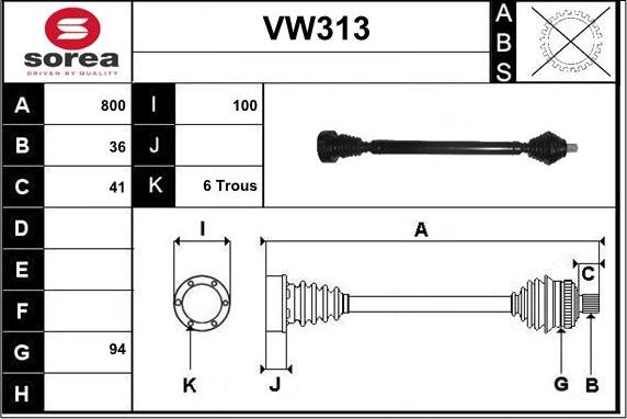 Sera VW313 - Albero motore / Semiasse autozon.pro