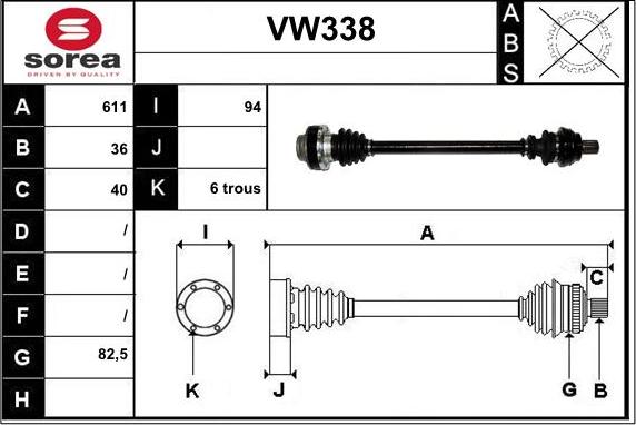 Sera VW338 - Albero motore / Semiasse autozon.pro