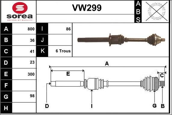 Sera VW299 - Albero motore / Semiasse autozon.pro