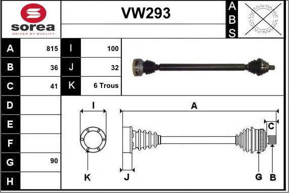 Sera VW293 - Albero motore / Semiasse autozon.pro