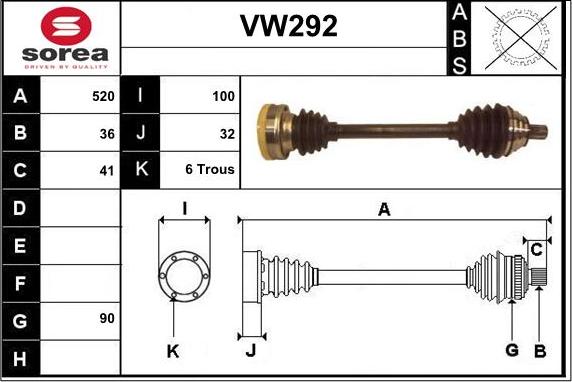 Sera VW292 - Albero motore / Semiasse autozon.pro