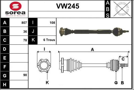 Sera VW245 - Albero motore / Semiasse autozon.pro