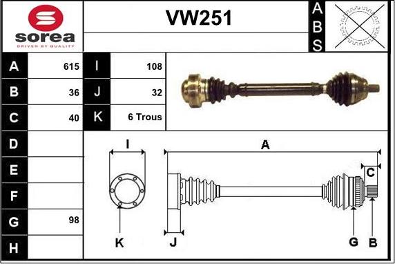 Sera VW251 - Albero motore / Semiasse autozon.pro