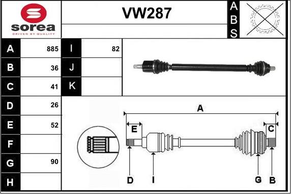 Sera VW287 - Albero motore / Semiasse autozon.pro