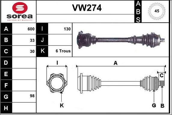 Sera VW274 - Albero motore / Semiasse autozon.pro