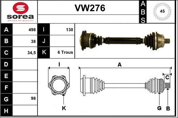 Sera VW276 - Albero motore / Semiasse autozon.pro