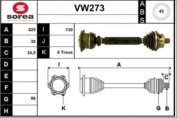 Sera VW273 - Albero motore / Semiasse autozon.pro