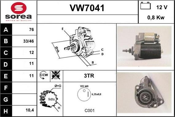 Sera VW7041 - Motorino d'avviamento autozon.pro