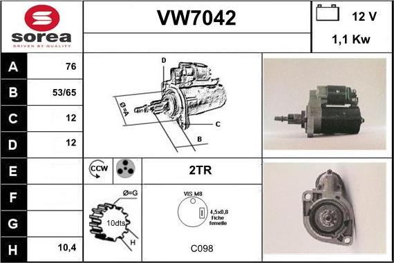 Sera VW7042 - Motorino d'avviamento autozon.pro