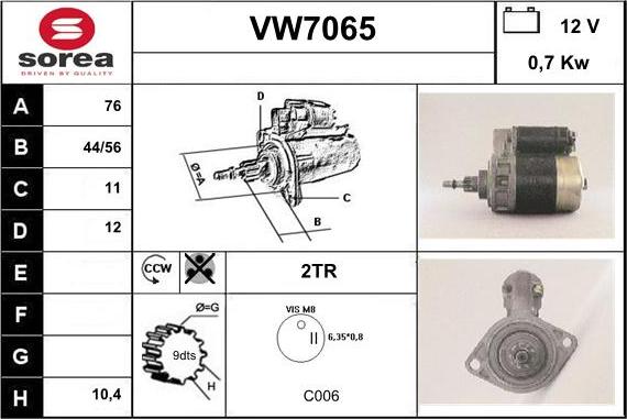 Sera VW7065 - Motorino d'avviamento autozon.pro