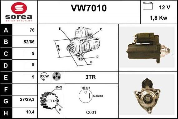 Sera VW7010 - Motorino d'avviamento autozon.pro