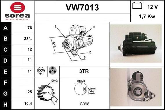 Sera VW7013 - Motorino d'avviamento autozon.pro